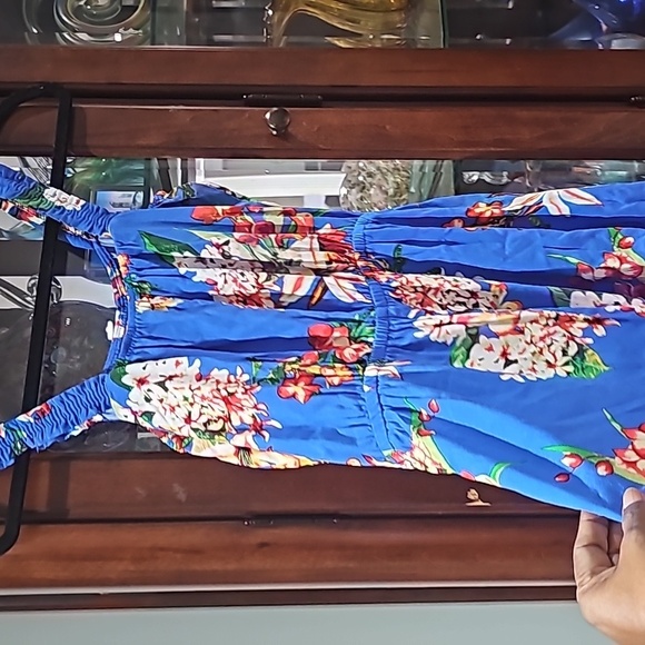 Express Romper with Straps Blue with floral designs size xs - Picture 6 of 8